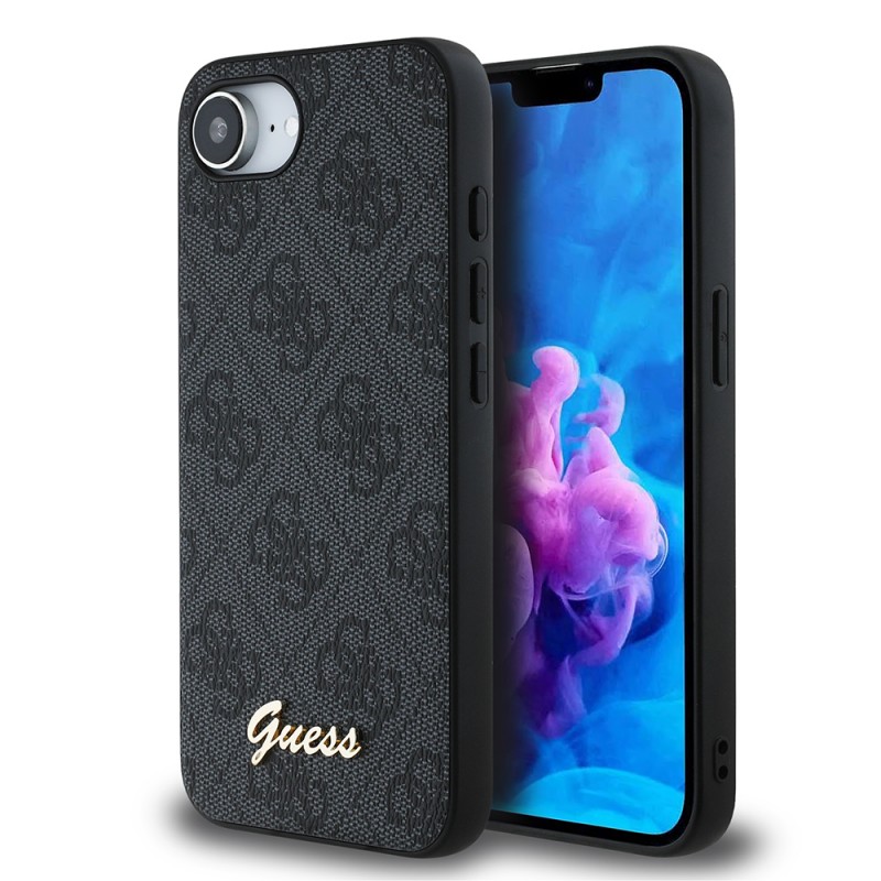 Bal-z Apple iPhone 16E Kılıf Guess Orjinal Lisanslı 4G Desenli Script Metal Logolu Kapak
