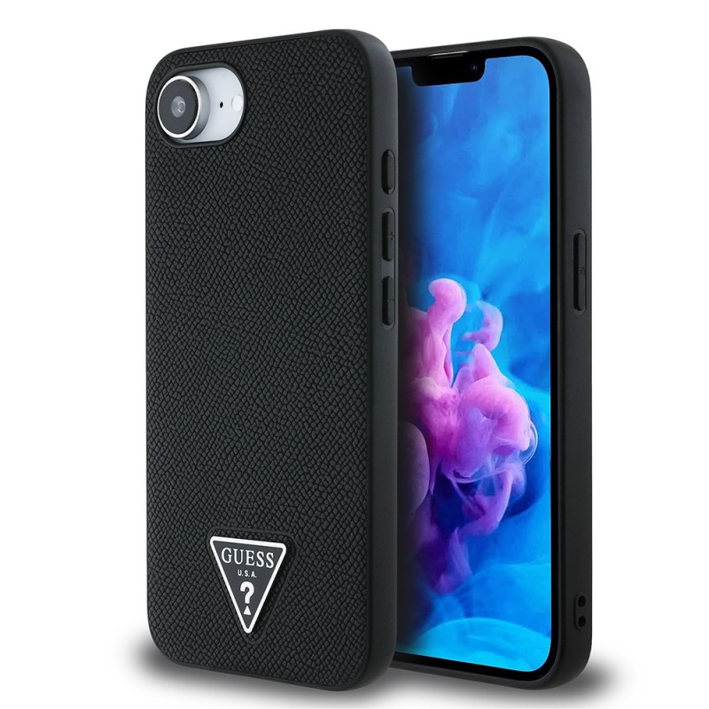 Bal-z Apple iPhone 16E Kılıf Guess Orjinal Lisanslı M-safe Şarj Özellikli Grained Triangle Kapak