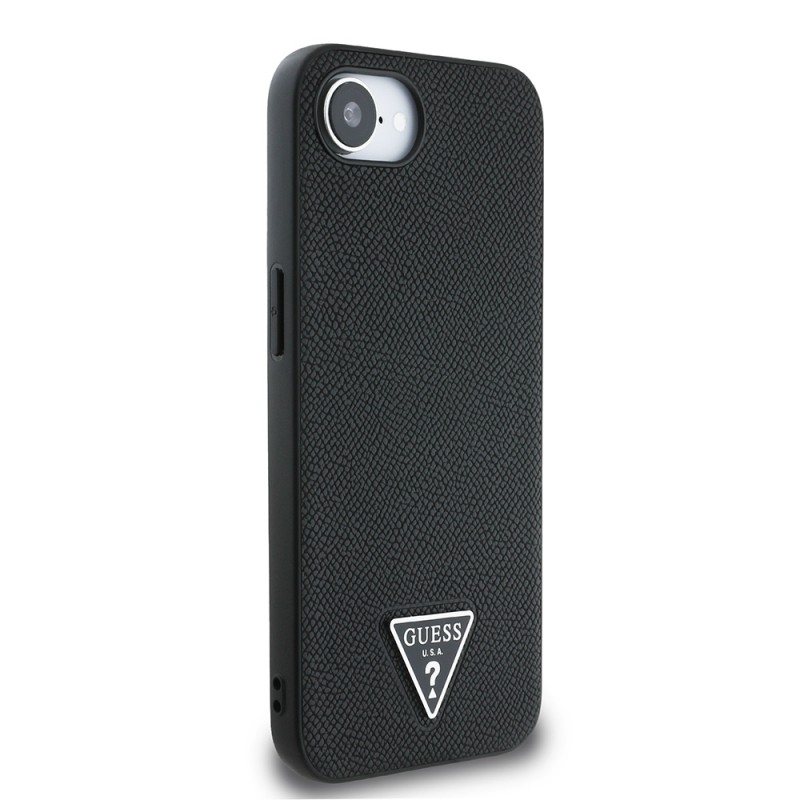 Bal-z Apple iPhone 16E Kılıf Guess Orjinal Lisanslı M-safe Şarj Özellikli Grained Triangle Kapak