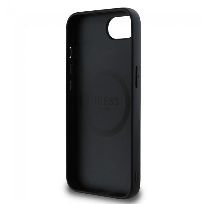 Apple iPhone 16E Kılıf Guess Orjinal Lisanslı M-safe Şarj Özellikli Grained Triangle Kapak Apple iPhone 16E Kılıf Guess Orjinal Lisanslı M-safe Şarj Özellikli Grained Triangle Kapak