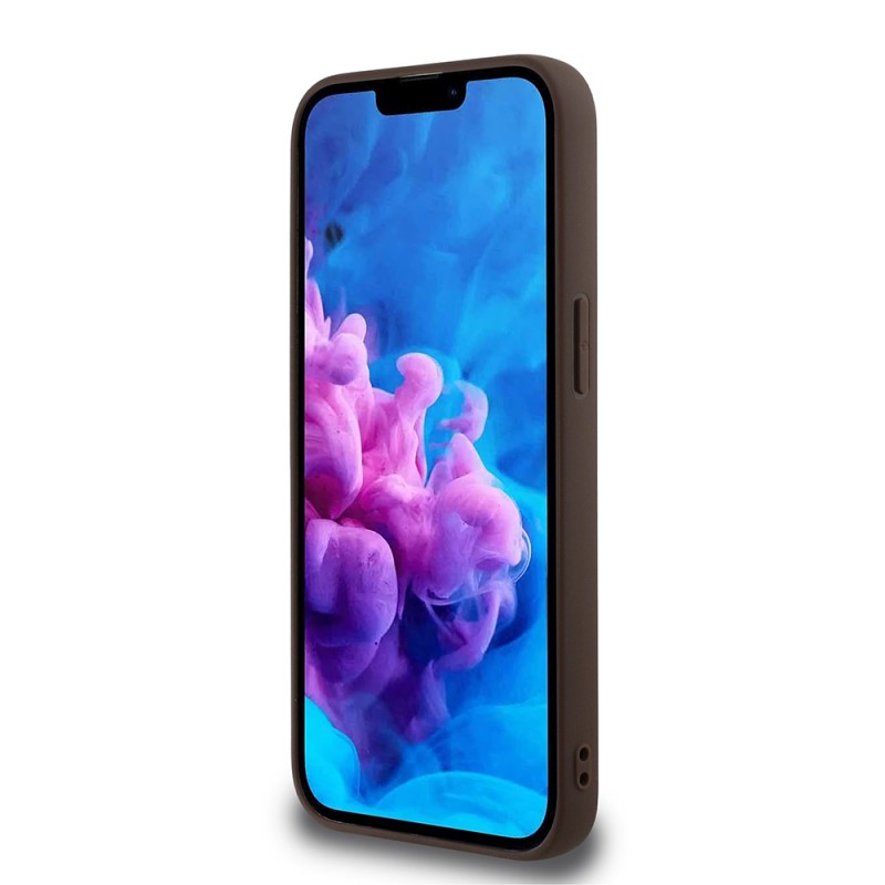 Bal-z Apple iPhone 16E Kılıf Guess Orjinal Lisanslı M-safe Şarj Özellikli PU Üçgen Logo 4G Desenli Kapak