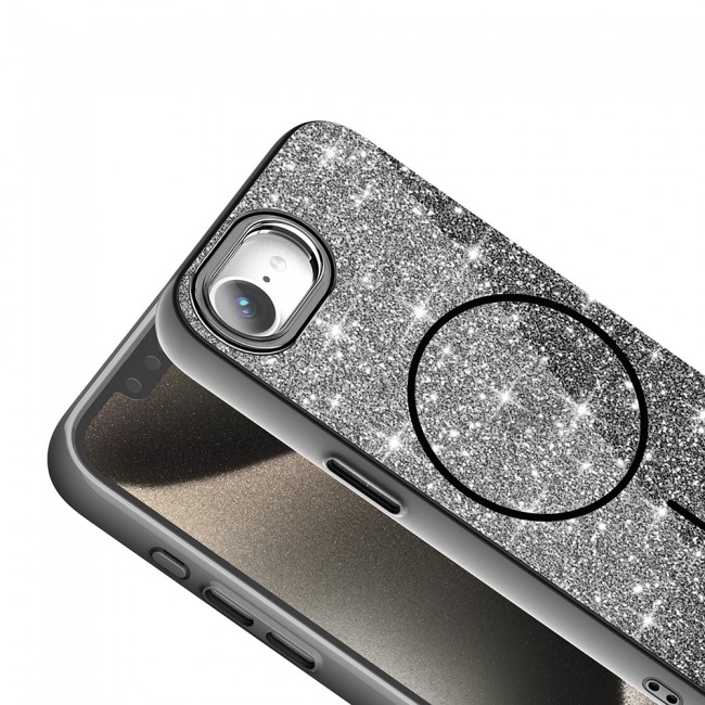 Apple iPhone 16E Kılıf M-safe Şarj Özellikli Parlayan Simli Zore Okso Kapak Apple iPhone 16E Kılıf M-safe Şarj Özellikli Parlayan Simli Zore Okso Kapak