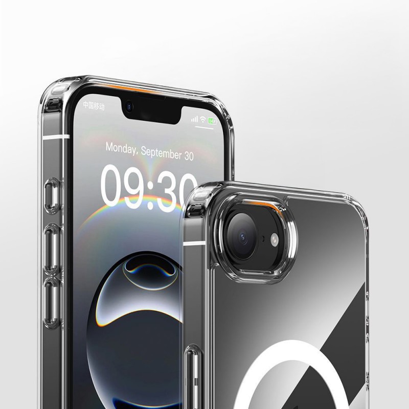 Bal-z Apple iPhone 16E Kılıf M-safe Şarj Özellikli Şeffaf Sert PC Zore Embos Kapak