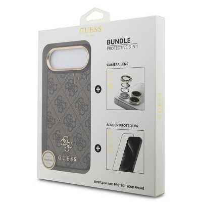 Bal-z Apple iPhone 17 Air Guess Orjinal Lisanslı 4G ve Yazı Logolu Kılıf + Ekran Koruyucu + Lens Koruyucu 3in1 Aksesuar Seti