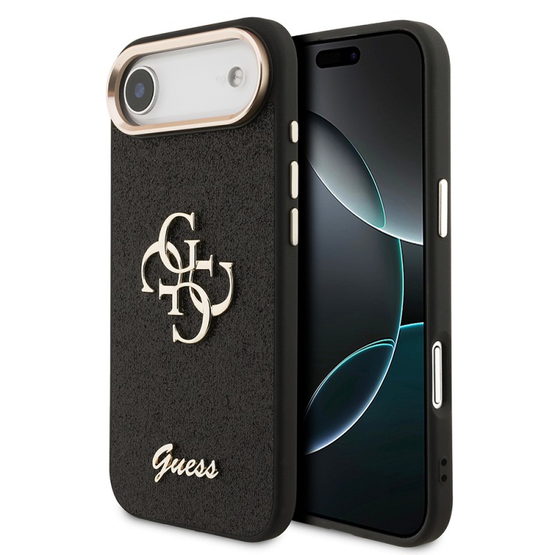 Bal-z Apple iPhone 17 Air Kılıf Guess Orjinal Lisanslı 4G Büyük Metal Kamera Çerçeveli ve Logolu Glitter Kapak