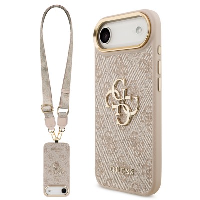 Bal-z Apple iPhone 17 Air Kılıf Guess Orjinal Lisanslı 4G Büyük Metal Logolu Kalın Askılı Kapak