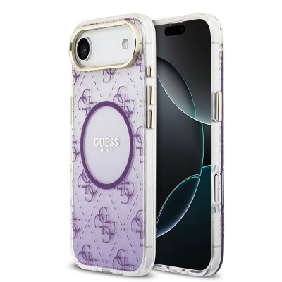Bal-z Apple iPhone 17 Air Kılıf Guess Orjinal Lisanslı M-safe Şarj Özellikli 4G Desenli Simli Silikon Kapak