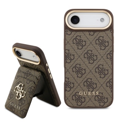 Bal-z Apple iPhone 17 Air Kılıf Guess Orjinal Lisanslı M-safe Şarj Özellikli 4G Metal Büyük Logolu Kartlıklı Kapak