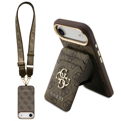 Bal-z Apple iPhone 17 Air Kılıf Guess Orjinal Lisanslı M-safe Şarj Özellikli Askılı ve 4G Logo Kartlıklı Kapak