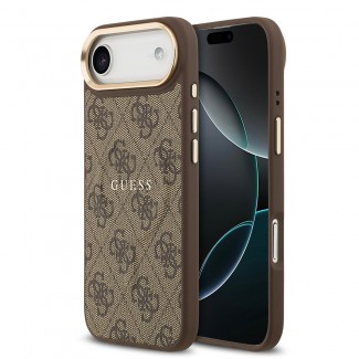 Apple iPhone 17 Air Kılıf Guess Orjinal Lisanslı M-safe Şarj Özellikli Gold Metal Kamera Çerçeveli PU Deri 4G Desenli Yazı Logolu Kapak Apple iPhone 17 Air Kılıf Guess Orjinal Lisanslı M-safe Şarj Özellikli Gold Metal Kamera Çerçeveli PU Deri 4G Desenli Yazı Logolu Kapak