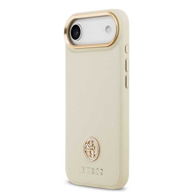 Bal-z Apple iPhone 17 Air Kılıf Guess Orjinal Lisanslı M-safe Şarj Özellikli Grained Yazı ve Taşlı 4G Logolu Kapak