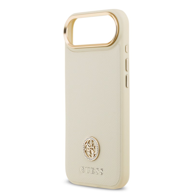 Bal-z Apple iPhone 17 Air Kılıf Guess Orjinal Lisanslı M-safe Şarj Özellikli Grained Yazı ve Taşlı 4G Logolu Kapak