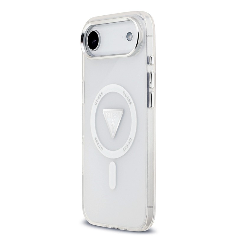 Bal-z Apple iPhone 17 Air Kılıf Guess Orjinal Lisanslı M-safe Şarj Özellikli IML Baskılı Üçgen Logolu Metal Kamera Çerçeveli Kapak