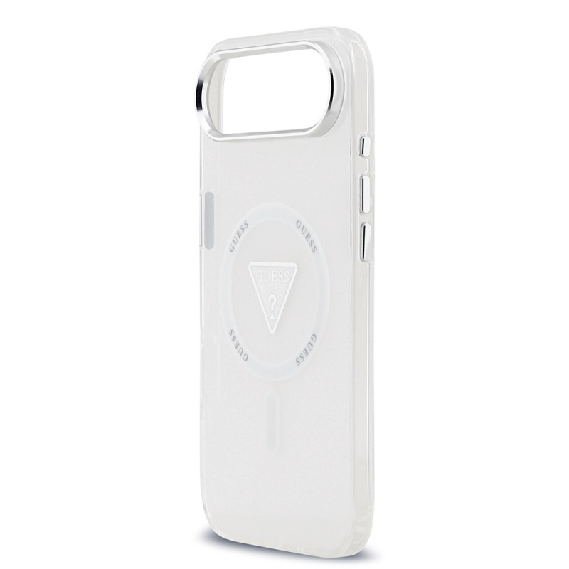 Bal-z Apple iPhone 17 Air Kılıf Guess Orjinal Lisanslı M-safe Şarj Özellikli IML Baskılı Üçgen Logolu Metal Kamera Çerçeveli Kapak