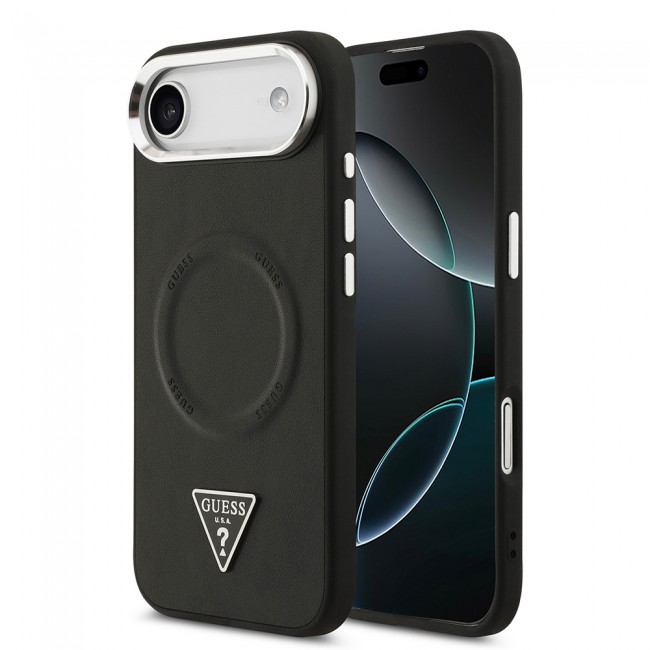 Apple iPhone 17 Air Kılıf Guess Orjinal Lisanslı M-safe Şarj Özellikli PU Deri Metal Kamera Çerçeveli Üçgen Logolu Kapak Apple iPhone 17 Air Kılıf Guess Orjinal Lisanslı M-safe Şarj Özellikli PU Deri Metal Kamera Çerçeveli Üçgen Logolu Kapak