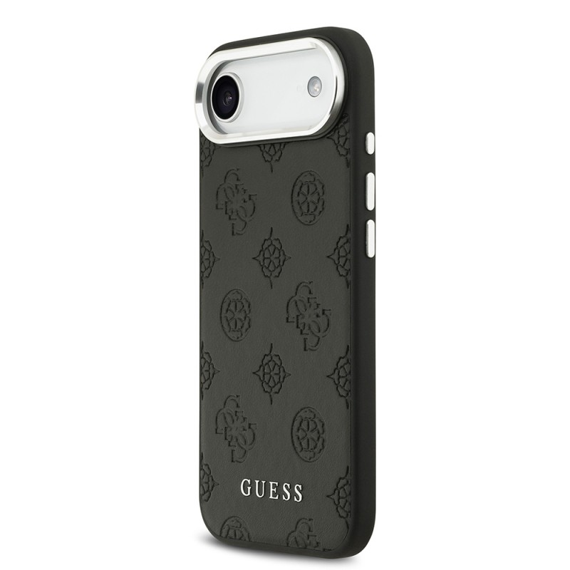 Bal-z Apple iPhone 17 Air Kılıf Guess Orjinal Lisanslı M-safe Şarj Özellikli Sıcak Baskılı Klasik Yazı Logolu PU Deri Peony Kapak