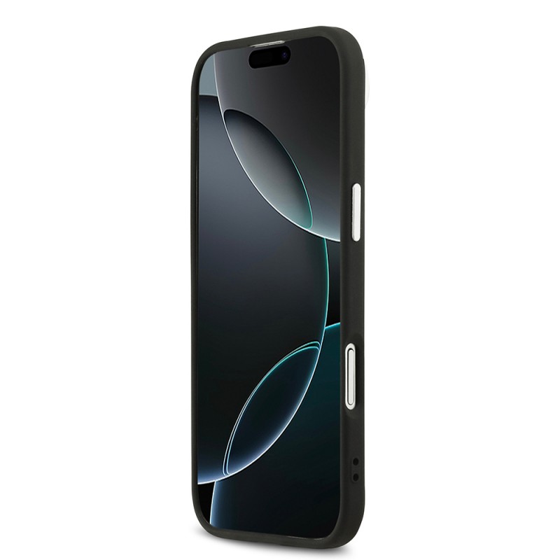 Bal-z Apple iPhone 17 Air Kılıf Guess Orjinal Lisanslı M-safe Şarj Özellikli Sıcak Baskılı Klasik Yazı Logolu PU Deri Peony Kapak