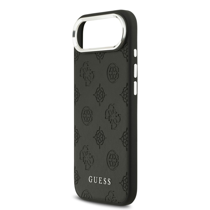 Bal-z Apple iPhone 17 Air Kılıf Guess Orjinal Lisanslı M-safe Şarj Özellikli Sıcak Baskılı Klasik Yazı Logolu PU Deri Peony Kapak