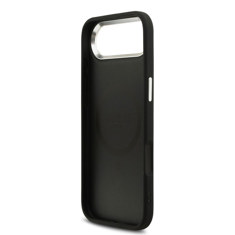 Bal-z Apple iPhone 17 Air Kılıf Guess Orjinal Lisanslı M-safe Şarj Özellikli Sıcak Baskılı Klasik Yazı Logolu PU Deri Peony Kapak