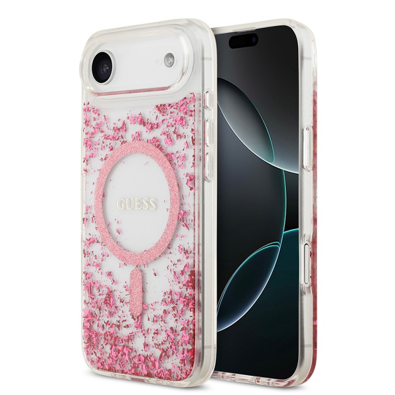 Bal-z Apple iPhone 17 Air Kılıf Guess Orjinal Lisanslı M-safe Şarj Özellikli Transparan Resin Bottom Kapak