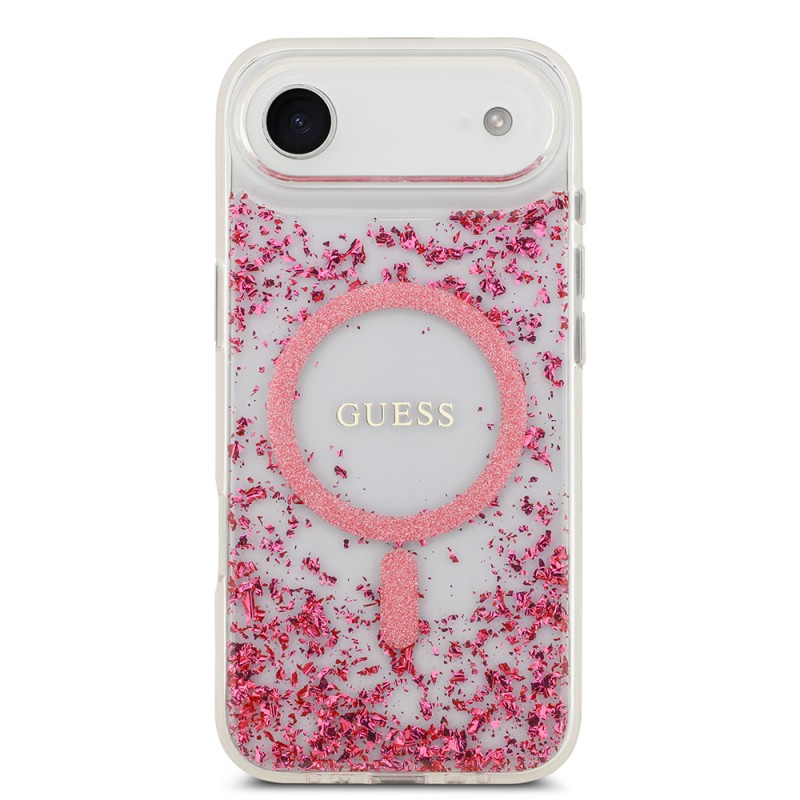 Bal-z Apple iPhone 17 Air Kılıf Guess Orjinal Lisanslı M-safe Şarj Özellikli Transparan Resin Bottom Kapak