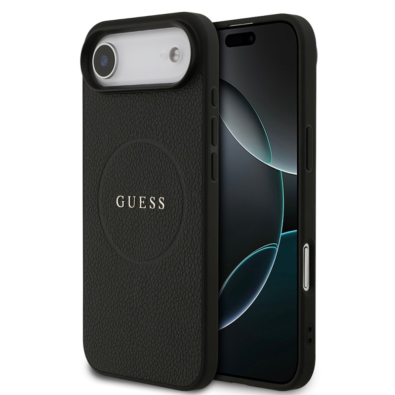 Bal-z Apple iPhone 17 Air Kılıf Guess Orjinal Lisanslı M-safe Şarj Özellikli Yazı Logolu PU Deri Kapak