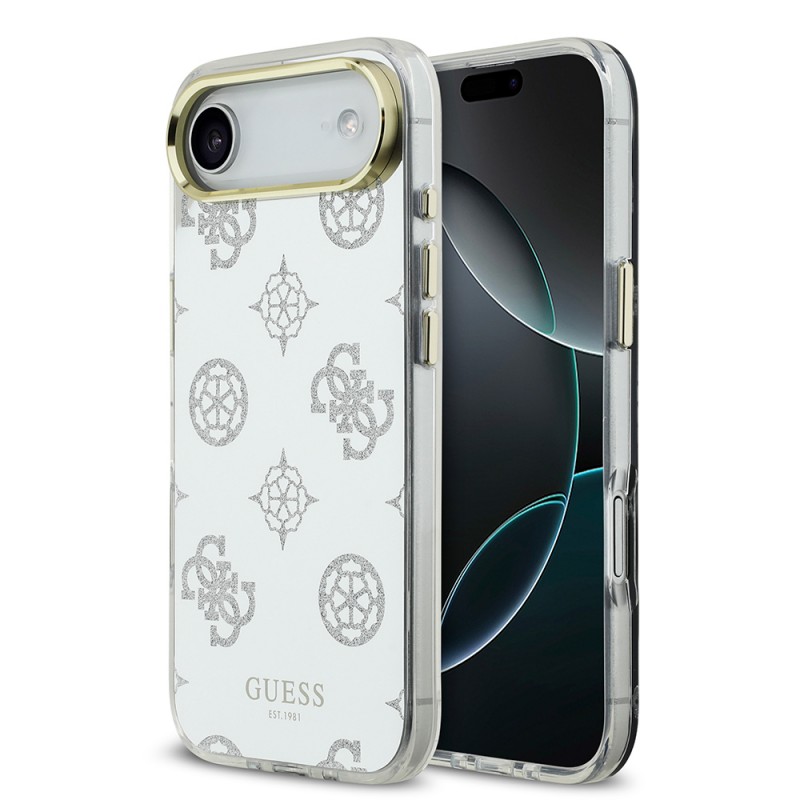 Bal-z Apple iPhone 17 Air Kılıf Guess Orjinal Lisanslı Metal Kamera Çerçeveli Simli Aynalı Kapak