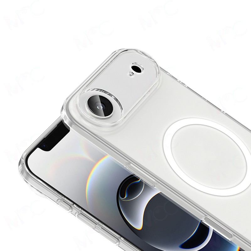 Bal-z Apple iPhone 17 Air Kılıf IC Çipli M-Safe Şarj Özellikli Şeffaf Kamera Çerçeveli  Toledo Kapak