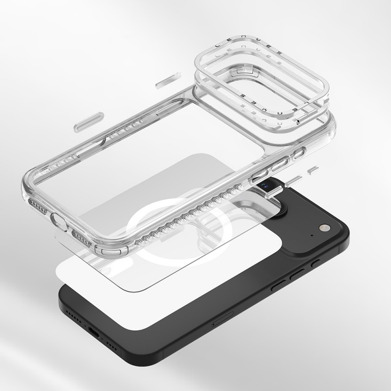 Bal-z Apple iPhone 17 Air Kılıf M-safe Şarj Özellikli Metal Kamera Çerçeveli Airbag Tasarımlı Lenyes CK221 Sert PC Kapak