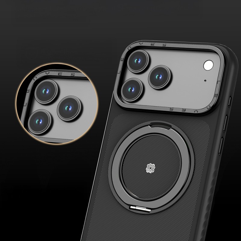 Bal-z Apple iPhone 17 Air Kılıf M-safe Şarj Özellikli Metal Standlı Lenyes CK225 Kevlar Kapak