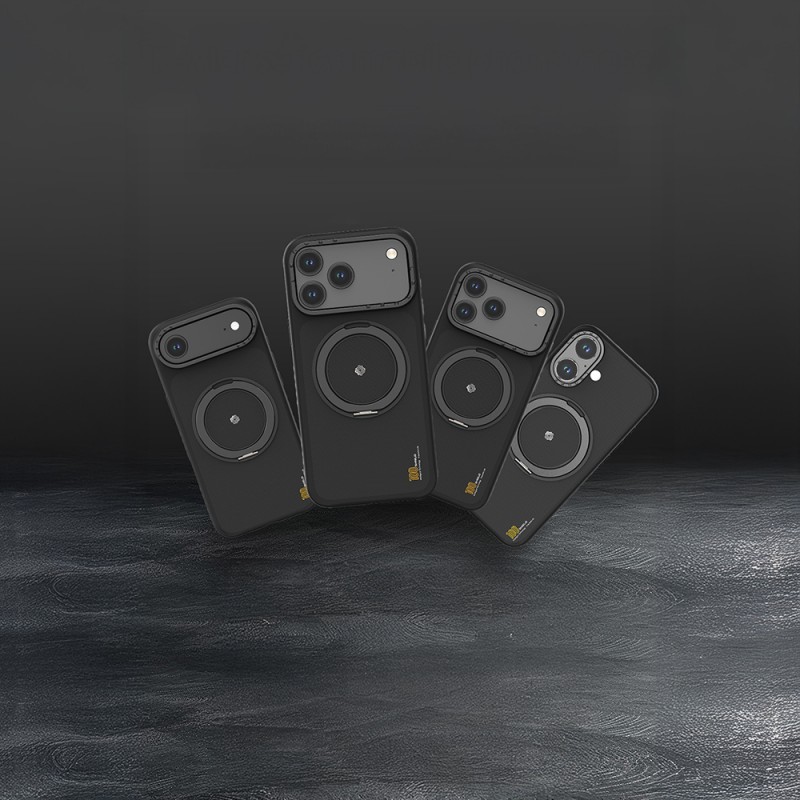 Bal-z Apple iPhone 17 Air Kılıf M-safe Şarj Özellikli Metal Standlı Lenyes CK225 Kevlar Kapak