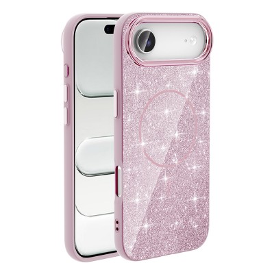 Bal-z Apple iPhone 17 Air Kılıf M-safe Şarj Özellikli Parlayan Simli  Okso Kapak