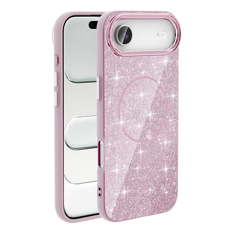 Bal-z Apple iPhone 17 Air Kılıf M-safe Şarj Özellikli Parlayan Simli  Okso Kapak