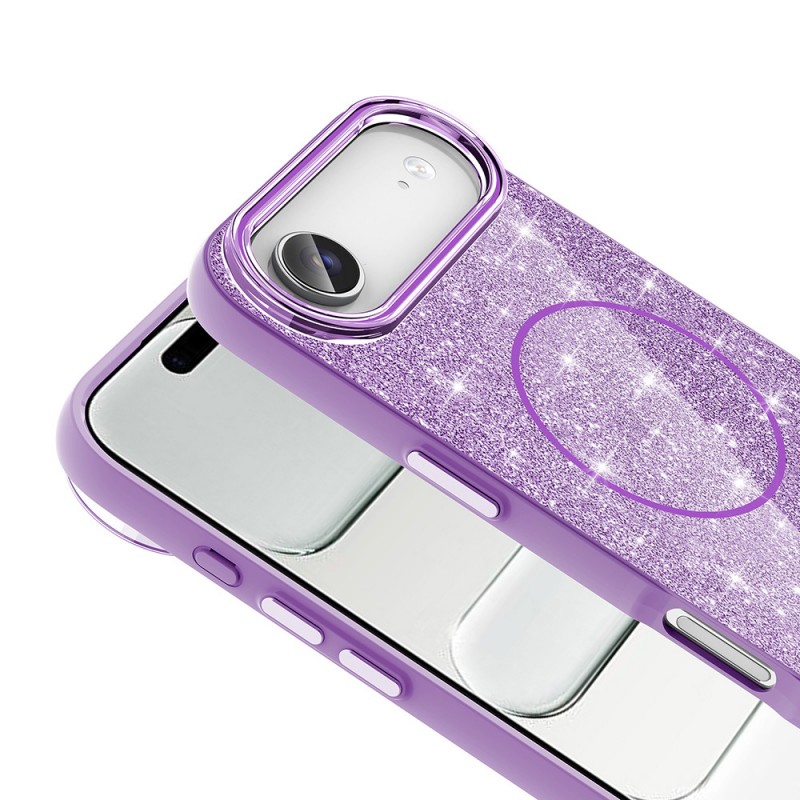 Bal-z Apple iPhone 17 Air Kılıf M-safe Şarj Özellikli Parlayan Simli  Okso Kapak