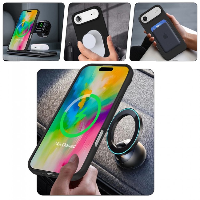 Apple iPhone 17 Air Kılıf M-safe Şarj Özellikli Standlı Zore Samara Kapak Apple iPhone 17 Air Kılıf M-safe Şarj Özellikli Standlı Zore Samara Kapak