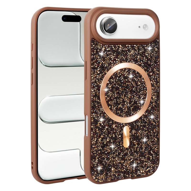 Bal-z Apple iPhone 17 Air Kılıf Pırlanta Tasarımlı M-safe Şarj Özellikli  Mozaik Silikon Kapak