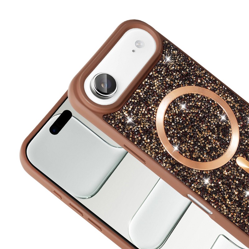 Bal-z Apple iPhone 17 Air Kılıf Pırlanta Tasarımlı M-safe Şarj Özellikli  Mozaik Silikon Kapak