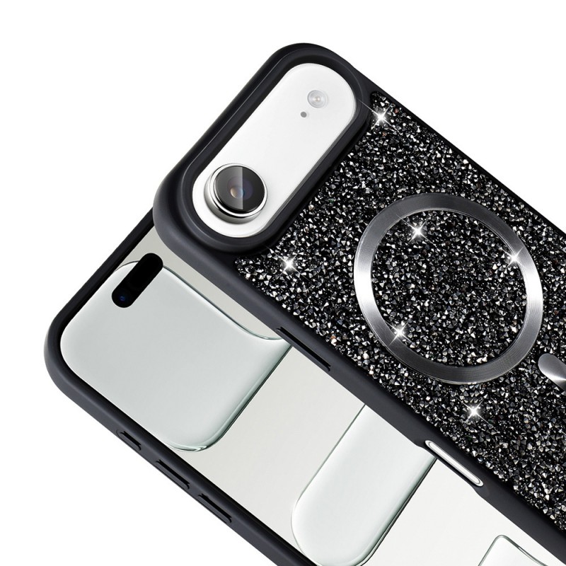 Bal-z Apple iPhone 17 Air Kılıf Pırlanta Tasarımlı M-safe Şarj Özellikli  Mozaik Silikon Kapak