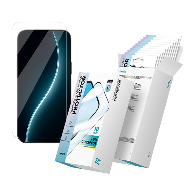 Bal-z Apple iPhone 17 Hidrofobik Ve Oleofobik Özellikli Benks 0.3mm Privacy Air Shield Ekran Koruyucu 10'lu Paket