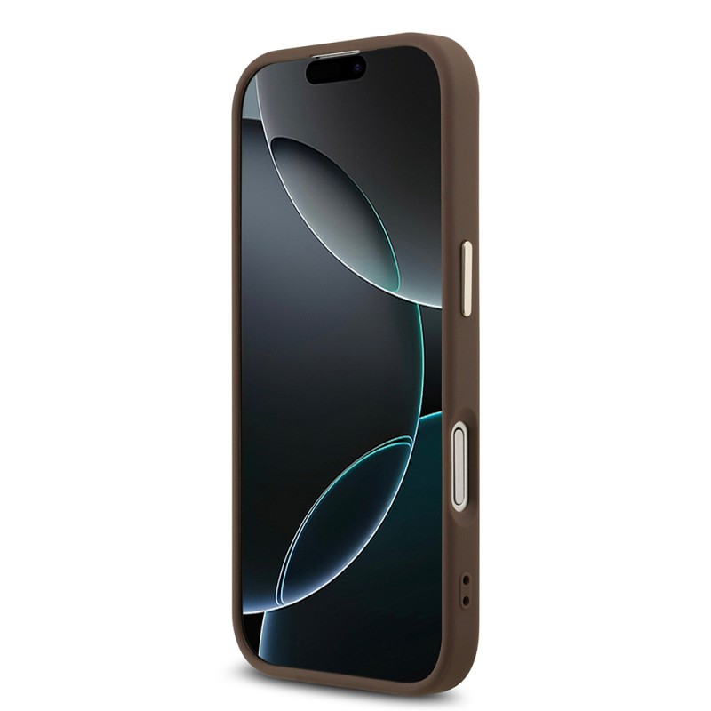 Bal-z Apple iPhone 17 Kılıf Guess Orjinal Lisanslı Gold Metal Kamera Çerçeveli 4G Desenli Metal Büyük 4G ve Yazı Logolu Kapak