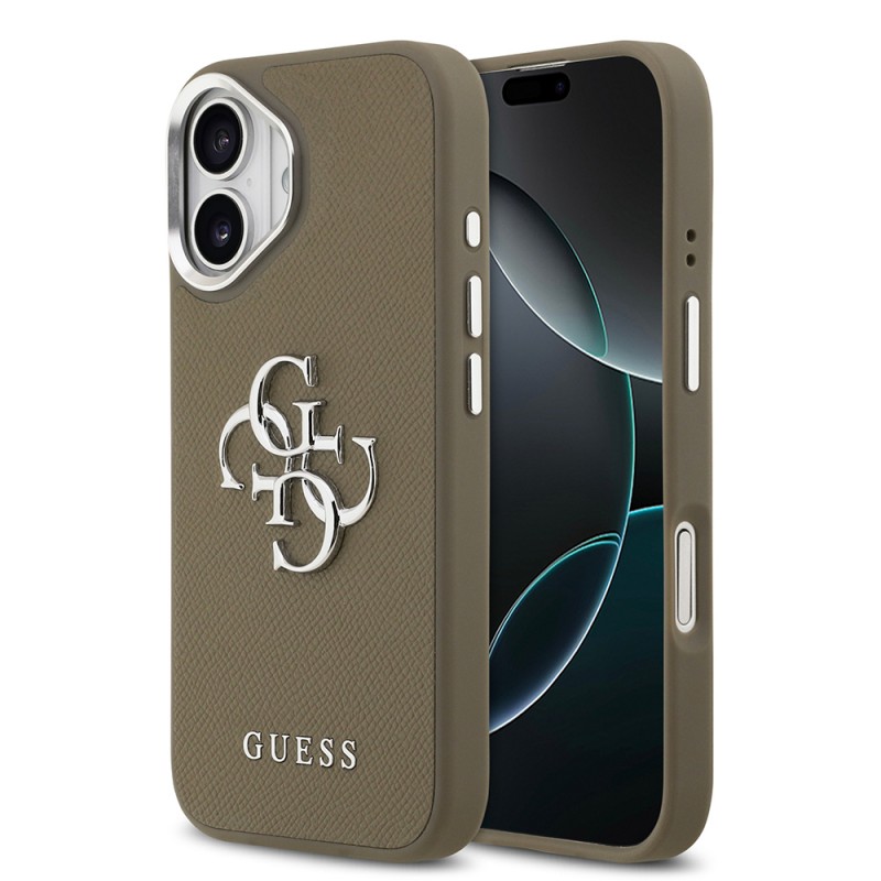 Bal-z Apple iPhone 17 Kılıf Guess Orjinal Lisanslı Grained 4G Metal Büyük Logolu Kapak