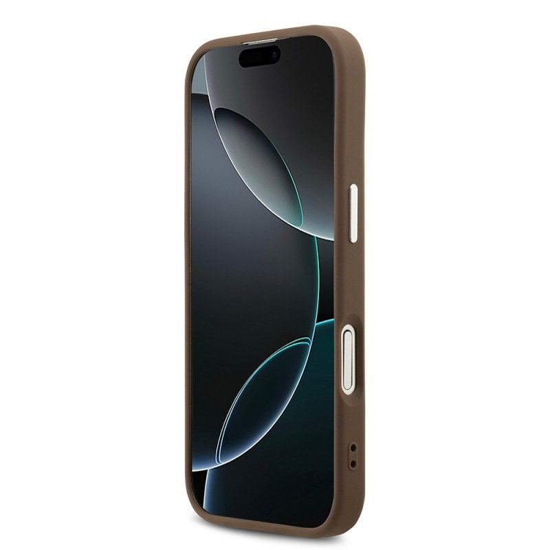 Bal-z Apple iPhone 17 Kılıf Guess Orjinal Lisanslı Gümüş Metal Kamera Çerçeveli 4G Desenli Metal Büyük 4G ve Yazı Logolu Kapak