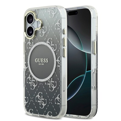 Bal-z Apple iPhone 17 Kılıf Guess Orjinal Lisanslı M-safe Şarj Özellikli 4G Desenli Simli Silikon Kapak