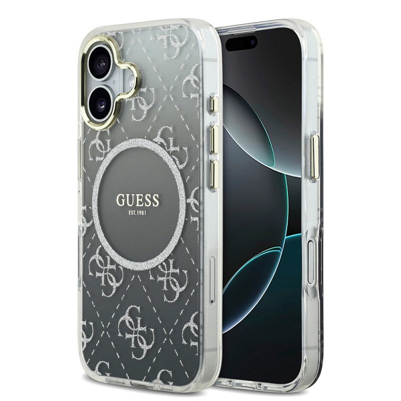 Bal-z Apple iPhone 17 Kılıf Guess Orjinal Lisanslı M-safe Şarj Özellikli 4G Desenli Simli Silikon Kapak