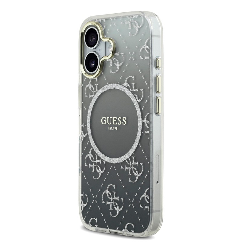 Bal-z Apple iPhone 17 Kılıf Guess Orjinal Lisanslı M-safe Şarj Özellikli 4G Desenli Simli Silikon Kapak