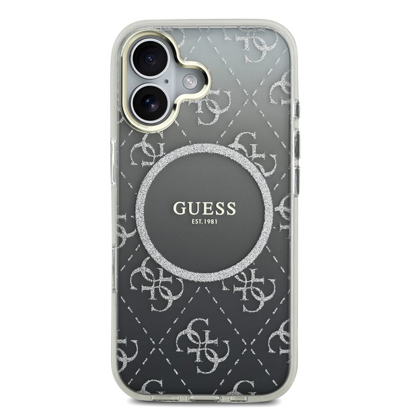 Bal-z Apple iPhone 17 Kılıf Guess Orjinal Lisanslı M-safe Şarj Özellikli 4G Desenli Simli Silikon Kapak