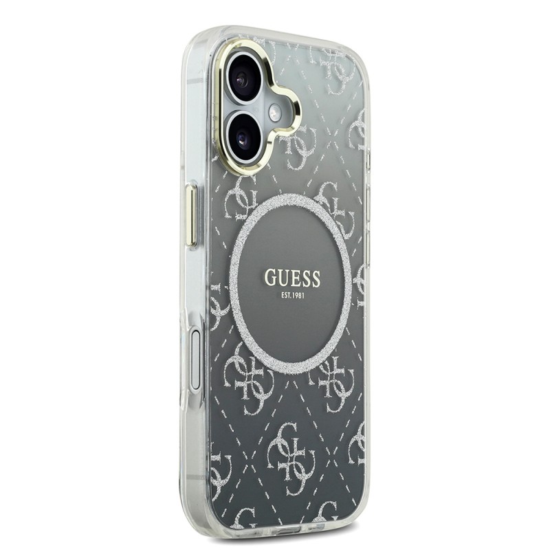 Bal-z Apple iPhone 17 Kılıf Guess Orjinal Lisanslı M-safe Şarj Özellikli 4G Desenli Simli Silikon Kapak
