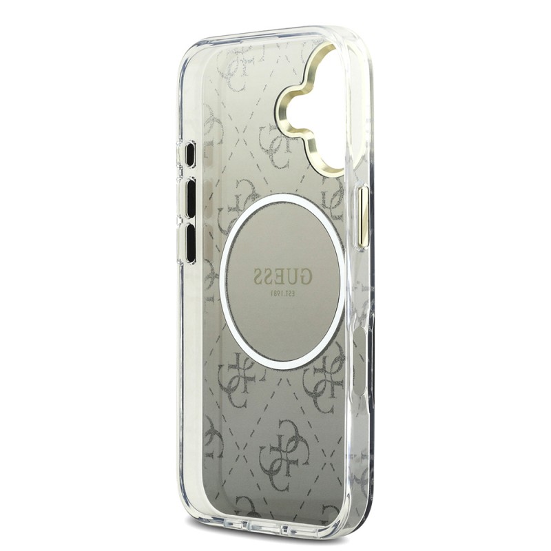 Bal-z Apple iPhone 17 Kılıf Guess Orjinal Lisanslı M-safe Şarj Özellikli 4G Desenli Simli Silikon Kapak