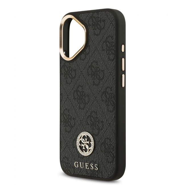 Apple iPhone 17 Kılıf Guess Orjinal Lisanslı M-safe Şarj Özellikli Gold Metal Kamera Çerçeveli Taşlı 4G Logolu Kapak Apple iPhone 17 Kılıf Guess Orjinal Lisanslı M-safe Şarj Özellikli Gold Metal Kamera Çerçeveli Taşlı 4G Logolu Kapak