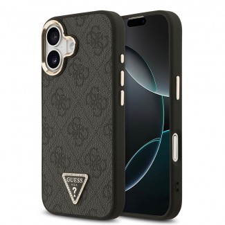 Apple iPhone 17 Kılıf Guess Orjinal Lisanslı M-safe Şarj Özellikli Gold Metal Kamera Çerçeveli Taşlı Üçgen Logo 4G Desenli Kapak Apple iPhone 17 Kılıf Guess Orjinal Lisanslı M-safe Şarj Özellikli Gold Metal Kamera Çerçeveli Taşlı Üçgen Logo 4G Desenli Kapak